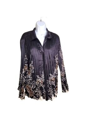 Lane Bryant Black & White Accordian Blouse Top 26 28